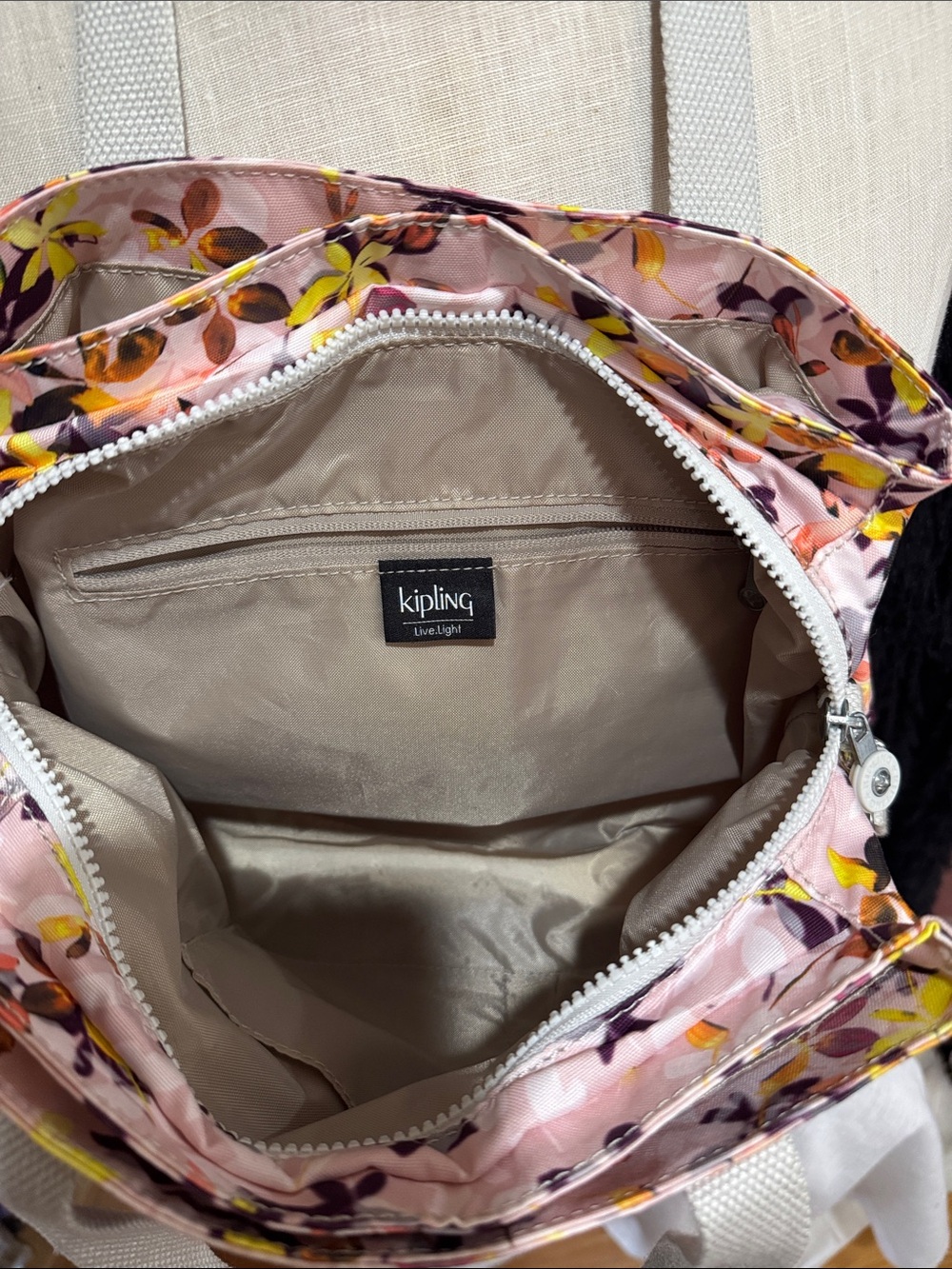 Kipling Floral Shoulder Bag in Pink, Yellow, Purple - Picture 2 of 12